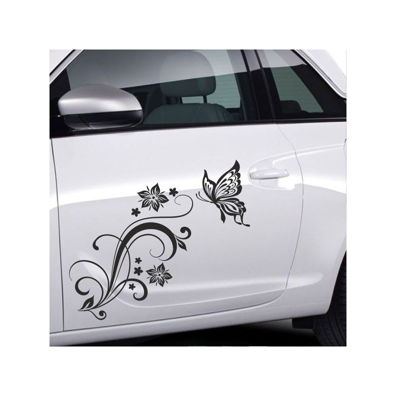 Aufkleber SET Auto Car Tattoo Style Seiten Tribal Dekor Pferd Gecko Power Blumen Ranke Fee Hexe Blumen Blüten Gecko Farbe Decal