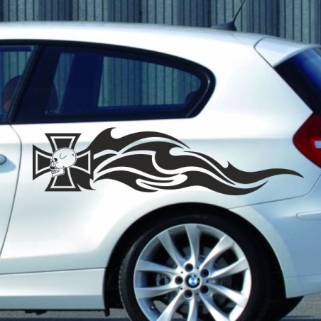 Aufkleber SET Auto Car Tattoo Style Seiten Tribal Dekor Pferd Gecko Power Blumen Ranke Fee Hexe Blumen Blüten Gecko Farbe Decal