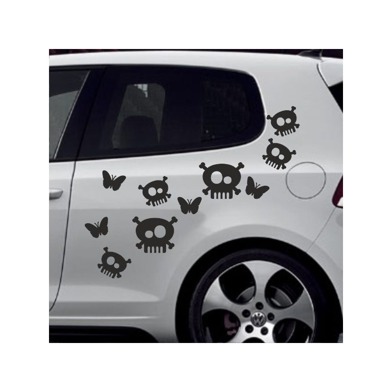 Aufkleber SET Auto Car Tattoo Style Seiten Tribal Dekor Pferd Gecko Power Blumen Ranke Fee Hexe Blumen Blüten Gecko Farbe Decal