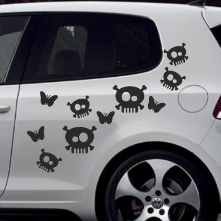 Aufkleber SET Auto Car Tattoo Style Seiten Tribal Dekor Pferd Gecko Power Blumen Ranke Fee Hexe Blumen Blüten Gecko Farbe Decal