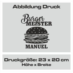 Textildruck Aufdruck Schürze Koch Grill Grillen Pizza Backen Kochen Fleisch Name Koch Bier Party Geschenk Freitzeit Gastro Event