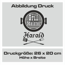 Textildruck Aufdruck Schürze Koch Grill Grillen Pizza Backen Kochen Fleisch Name Koch Bier Party Geschenk Freitzeit Gastro Event