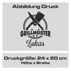 Textildruck Aufdruck Schürze Koch Grill Grillen Pizza Backen Kochen Fleisch Name Koch Bier Party Geschenk Freitzeit Gastro Event