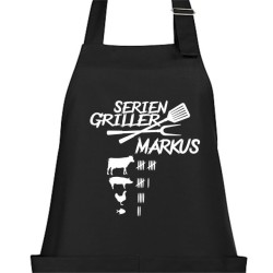 Textildruck Aufdruck Schürze Koch Grill Grillen Pizza Backen Kochen Fleisch Name Koch Bier Party Geschenk Freitzeit Gastro Event