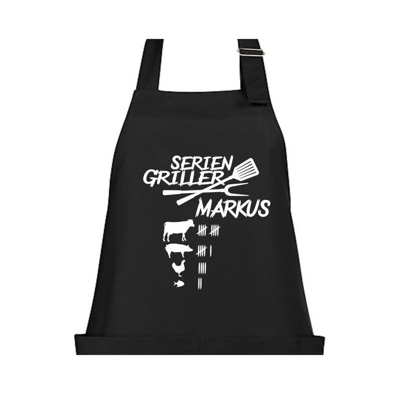 Textildruck Aufdruck Schürze Koch Grill Grillen Pizza Backen Kochen Fleisch Name Koch Bier Party Geschenk Freitzeit Gastro Event