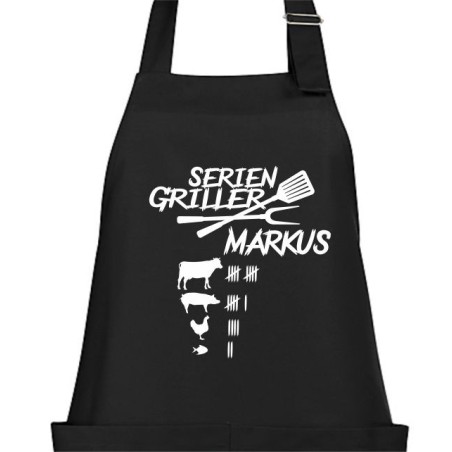 Textildruck Aufdruck Schürze Koch Grill Grillen Pizza Backen Kochen Fleisch Name Koch Bier Party Geschenk Freitzeit Gastro Event