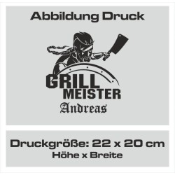 Textildruck Aufdruck Schürze Koch Grill Grillen Pizza Backen Kochen Fleisch Name Koch Bier Party Geschenk Freitzeit Gastro Event