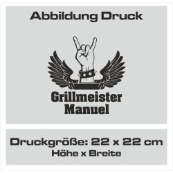 Textildruck Aufdruck Schürze Koch Grill Grillen Pizza Backen Kochen Fleisch Name Koch Bier Party Geschenk Freitzeit Gastro Event