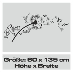 Wandaufkleber Musik Pusteblume Löwenzahn Noten Schlüssel Swing Aufkleber Wand 03