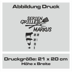 Textildruck Aufdruck Schürze Koch Grill Grillen Pizza Backen Kochen Fleisch Name Koch Bier Party Geschenk Freitzeit Gastro Event