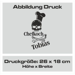 Textildruck Aufdruck Schürze Koch Grill Grillen Pizza Backen Kochen Fleisch Name Koch Bier Party Geschenk Freitzeit Gastro Event