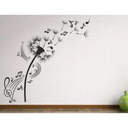 Wandaufkleber Musik Pusteblume Löwenzahn Noten Schlüssel Swing Aufkleber Wand 03