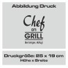 Textildruck Aufdruck Schürze Koch Grill Grillen Pizza Backen Kochen Fleisch Name Koch Bier Party Geschenk Freitzeit Gastro Event