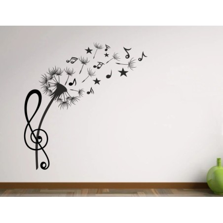 Wandaufkleber Musik Pusteblume Löwenzahn Noten Schlüssel Swing Aufkleber Wand 04