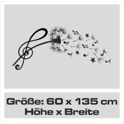 Wandaufkleber Musik Pusteblume Löwenzahn Noten Schlüssel Swing Aufkleber Wand 04