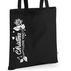 Bio Baumwolltasche Stoffbeutel Jute Tasche Einkaufen Shoppen Shopping Geschenk Wunschnamen Sprüche Namen bedruckt Textildruck