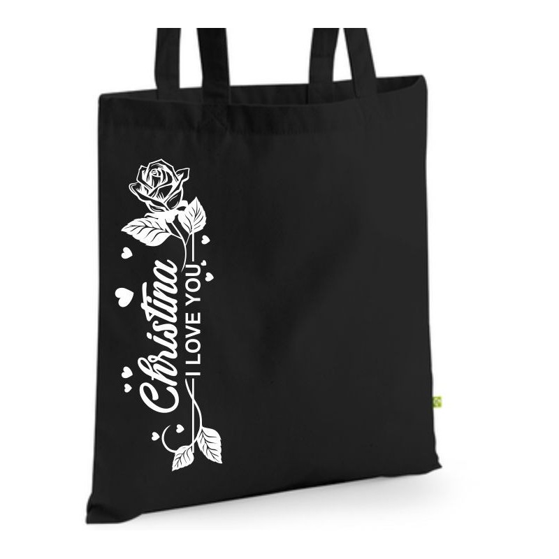 Bio Baumwolltasche Stoffbeutel Jute Tasche Einkaufen Shoppen Shopping Geschenk Wunschnamen Sprüche Namen bedruckt Textildruck