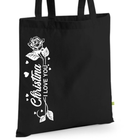 Bio Baumwolltasche Stoffbeutel Jute Tasche Einkaufen Shoppen Shopping Geschenk Wunschnamen Sprüche Namen bedruckt Textildruck