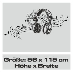 Wandaufkleber Musik DJ Kopfhörer Sound Noten Schlüssel Music Aufkleber Wand Wandtattoo 05