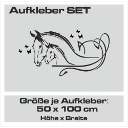 Aufkleber SET Pferdeanhänger KFZ Anhänger Pferd Pferde Stute Hengst Fohlen Landschaft Rosen Dekor Reitsport Pferdehof Reiten