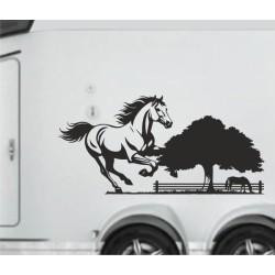 Aufkleber SET Pferdeanhänger KFZ Anhänger Pferd Pferde Stute Hengst Fohlen Landschaft Rosen Dekor Reitsport Pferdehof Reiten