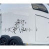 Aufkleber SET Pferdeanhänger KFZ Anhänger Pferd Pferde Stute Hengst Fohlen Landschaft Rosen Dekor Reitsport Pferdehof Reiten
