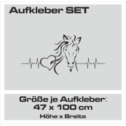 Aufkleber SET Pferdeanhänger KFZ Anhänger Pferd Pferde Stute Hengst Fohlen Landschaft Rosen Dekor Reitsport Pferdehof Reiten
