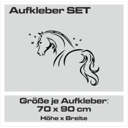 Aufkleber SET Pferdeanhänger KFZ Anhänger Pferd Pferde Stute Hengst Fohlen Landschaft Rosen Dekor Reitsport Pferdehof Reiten