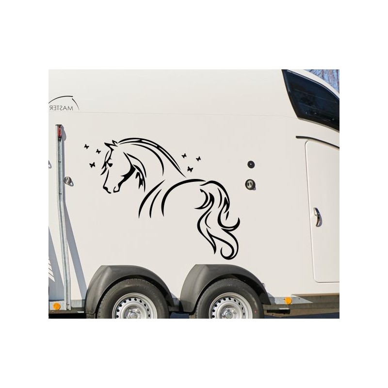 Aufkleber SET Pferdeanhänger KFZ Anhänger Pferd Pferde Stute Hengst Fohlen Landschaft Rosen Dekor Reitsport Pferdehof Reiten