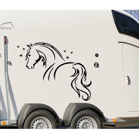 Aufkleber SET Pferdeanhänger KFZ Anhänger Pferd Pferde Stute Hengst Fohlen Landschaft Rosen Dekor Reitsport Pferdehof Reiten