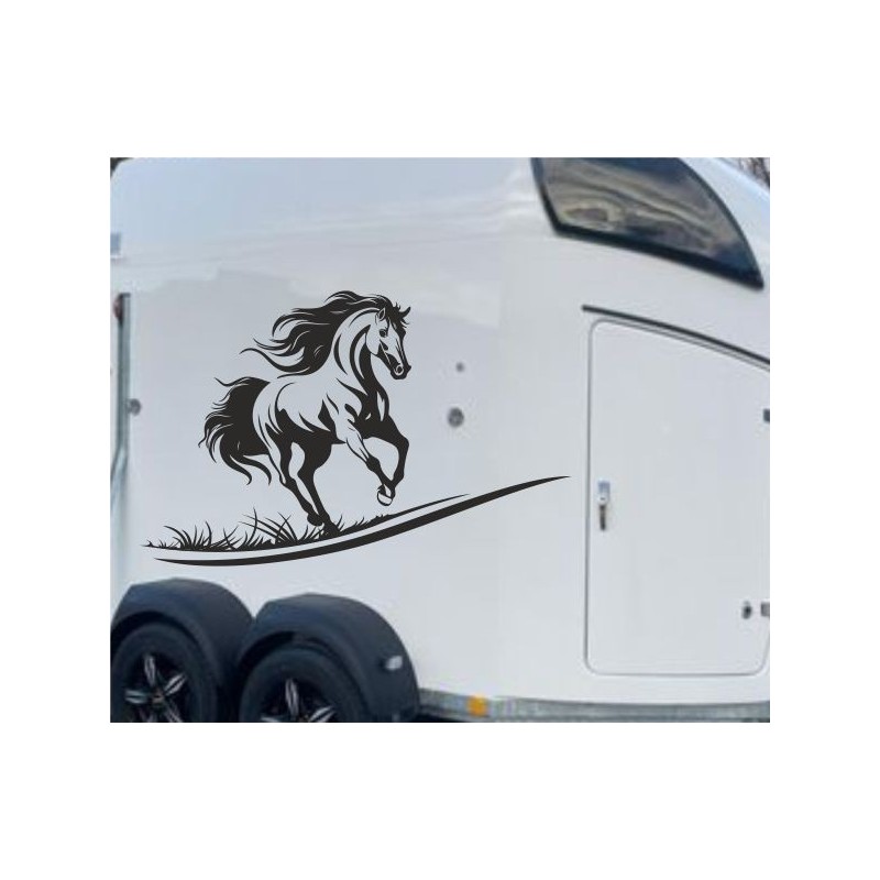 Aufkleber SET Pferdeanhänger KFZ Anhänger Pferd Pferde Stute Hengst Fohlen Landschaft Rosen Dekor Reitsport Pferdehof Reiten