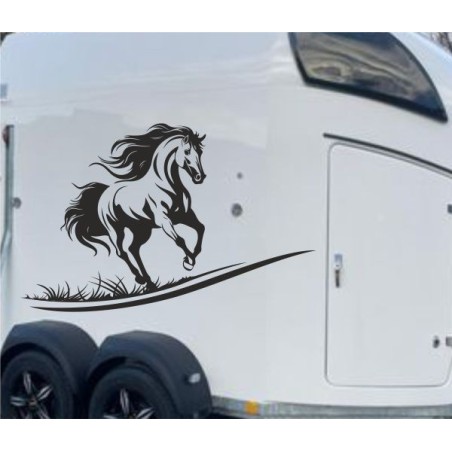 Aufkleber SET Pferdeanhänger KFZ Anhänger Pferd Pferde Stute Hengst Fohlen Landschaft Rosen Dekor Reitsport Pferdehof Reiten