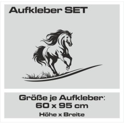 Aufkleber SET Pferdeanhänger KFZ Anhänger Pferd Pferde Stute Hengst Fohlen Landschaft Rosen Dekor Reitsport Pferdehof Reiten