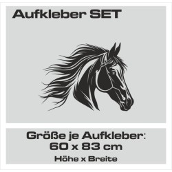 Aufkleber SET Pferdeanhänger KFZ Anhänger Pferd Pferde Stute Hengst Fohlen Landschaft Rosen Dekor Reitsport Pferdehof Reiten