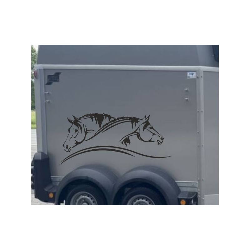 Aufkleber SET Pferdeanhänger KFZ Anhänger Pferd Pferde Stute Hengst Fohlen Landschaft Rosen Dekor Reitsport Pferdehof Reiten