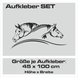 Aufkleber SET Pferdeanhänger KFZ Anhänger Pferd Pferde Stute Hengst Fohlen Landschaft Rosen Dekor Reitsport Pferdehof Reiten