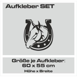 Aufkleber SET Pferdeanhänger KFZ Anhänger Pferd Pferde Stute Hengst Fohlen Landschaft Rosen Dekor Reitsport Pferdehof Reiten
