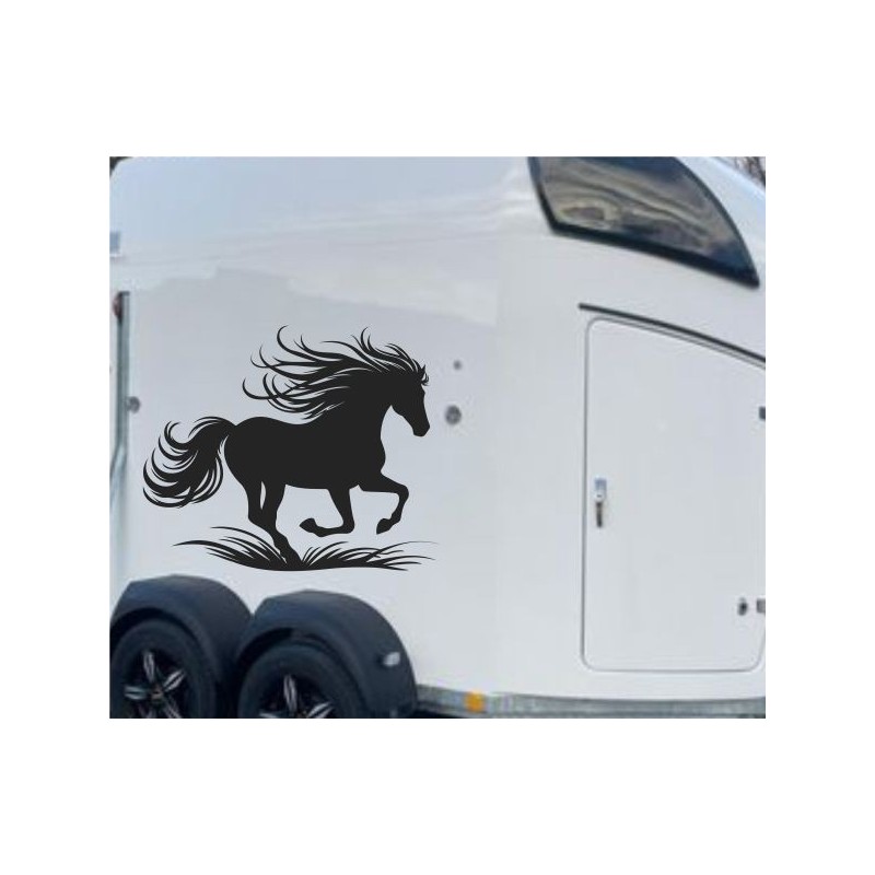 Aufkleber SET Pferdeanhänger KFZ Anhänger Pferd Pferde Stute Hengst Fohlen Landschaft Rosen Dekor Reitsport Pferdehof Reiten