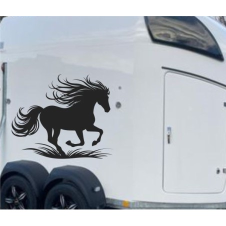 Aufkleber SET Pferdeanhänger KFZ Anhänger Pferd Pferde Stute Hengst Fohlen Landschaft Rosen Dekor Reitsport Pferdehof Reiten