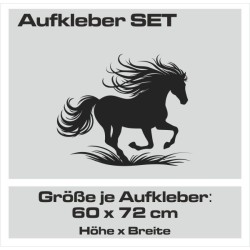 Aufkleber SET Pferdeanhänger KFZ Anhänger Pferd Pferde Stute Hengst Fohlen Landschaft Rosen Dekor Reitsport Pferdehof Reiten