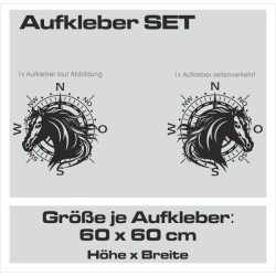 Aufkleber SET Pferdeanhänger KFZ Anhänger Pferd Pferde Stute Hengst Fohlen Landschaft Rosen Dekor Reitsport Pferdehof Reiten