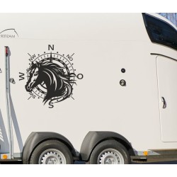Aufkleber SET Pferdeanhänger KFZ Anhänger Pferd Pferde Stute Hengst Fohlen Landschaft Rosen Dekor Reitsport Pferdehof Reiten