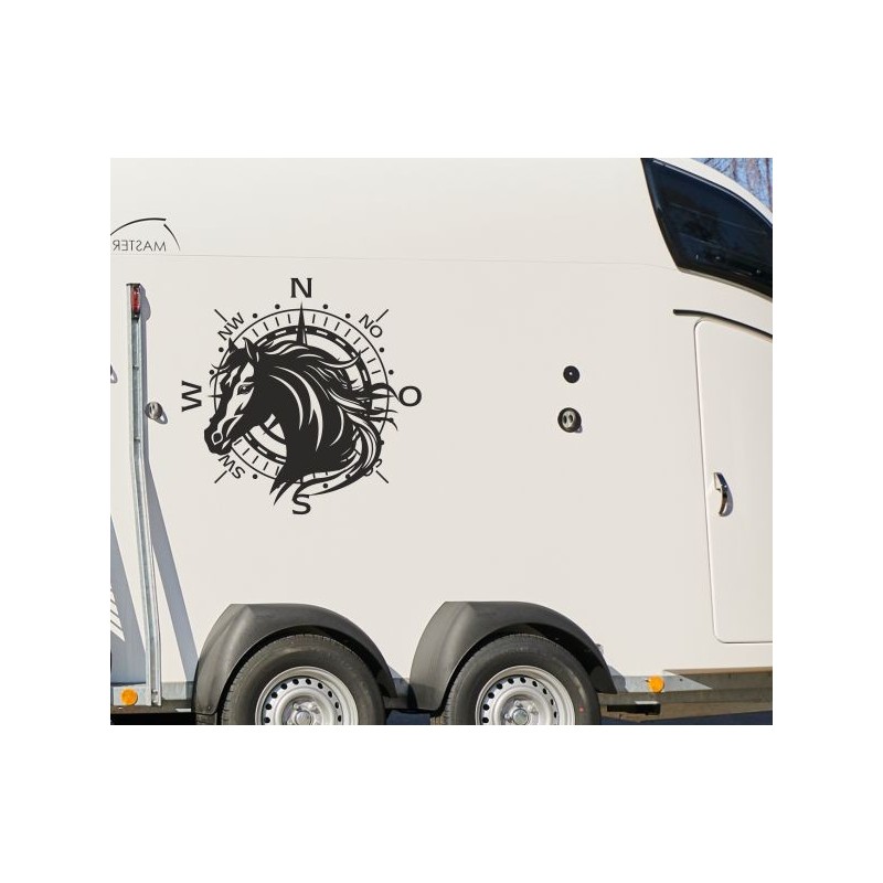 Aufkleber SET Pferdeanhänger KFZ Anhänger Pferd Pferde Stute Hengst Fohlen Landschaft Rosen Dekor Reitsport Pferdehof Reiten