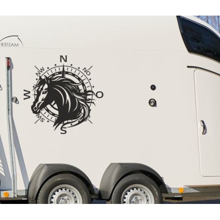 Aufkleber SET Pferdeanhänger KFZ Anhänger Pferd Pferde Stute Hengst Fohlen Landschaft Rosen Dekor Reitsport Pferdehof Reiten