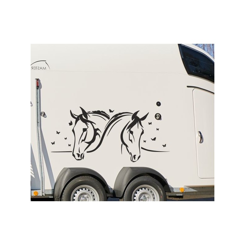 Aufkleber SET Pferdeanhänger KFZ Anhänger Pferd Pferde Stute Hengst Fohlen Landschaft Rosen Dekor Reitsport Pferdehof Reiten