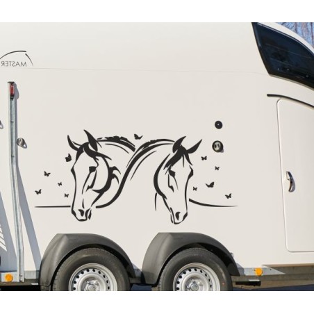Aufkleber SET Pferdeanhänger KFZ Anhänger Pferd Pferde Stute Hengst Fohlen Landschaft Rosen Dekor Reitsport Pferdehof Reiten