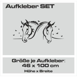 Aufkleber SET Pferdeanhänger KFZ Anhänger Pferd Pferde Stute Hengst Fohlen Landschaft Rosen Dekor Reitsport Pferdehof Reiten