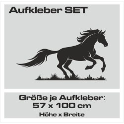 Aufkleber SET Pferdeanhänger KFZ Anhänger Pferd Pferde Stute Hengst Fohlen Landschaft Rosen Dekor Reitsport Pferdehof Reiten