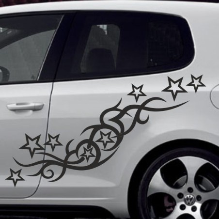 Aufkleber SET Auto Car Tattoo Style Seiten Tribal Dekor Pferd Gecko Power Blumen Ranke Fee Hexe Blumen Blüten Gecko Farbe