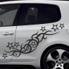 Aufkleber SET Auto Car Tattoo Style Seiten Tribal Dekor Pferd Gecko Power Blumen Ranke Fee Hexe Blumen Blüten Gecko Farbe